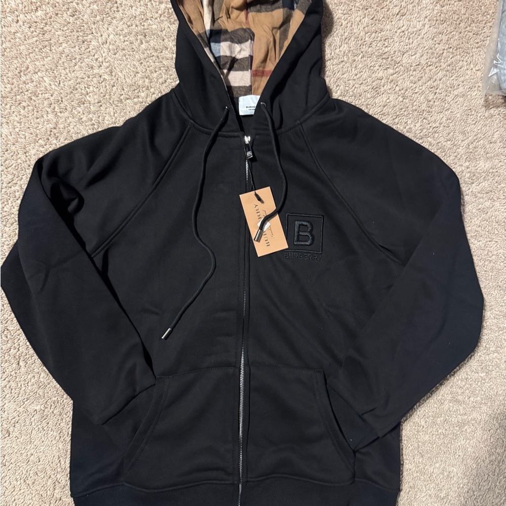 Burberry Black Men's Bomber Jacket with Check Lining